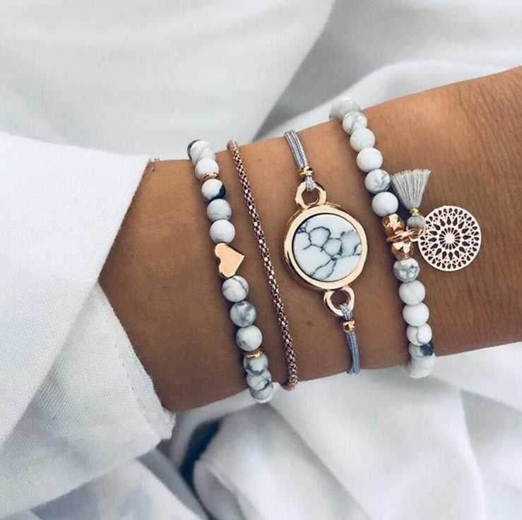 Creatieve Armband met Pijnsteen – Vierdelige Set