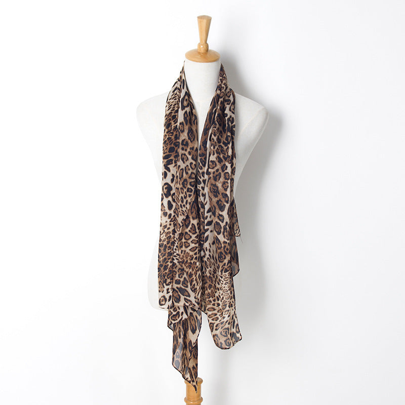 Herfst/Winter Chiffon Sjaal met Luipaardprint
