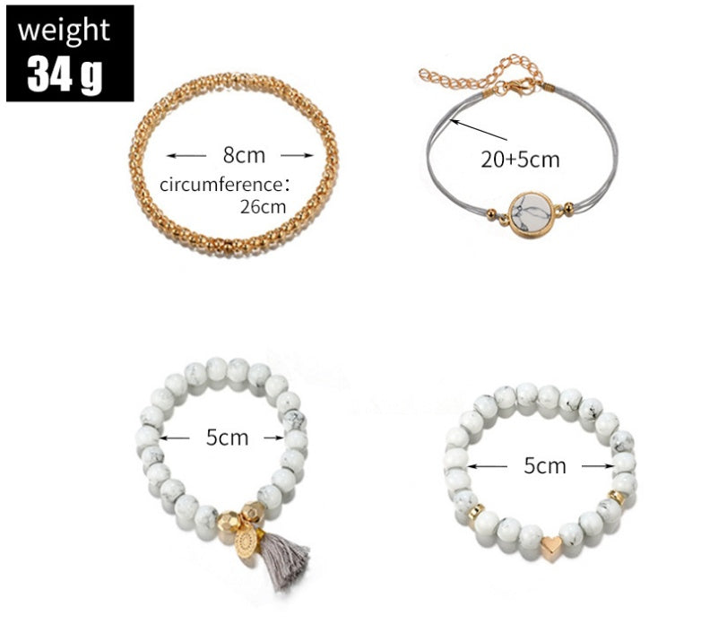 Creatieve Armband met Pijnsteen – Vierdelige Set