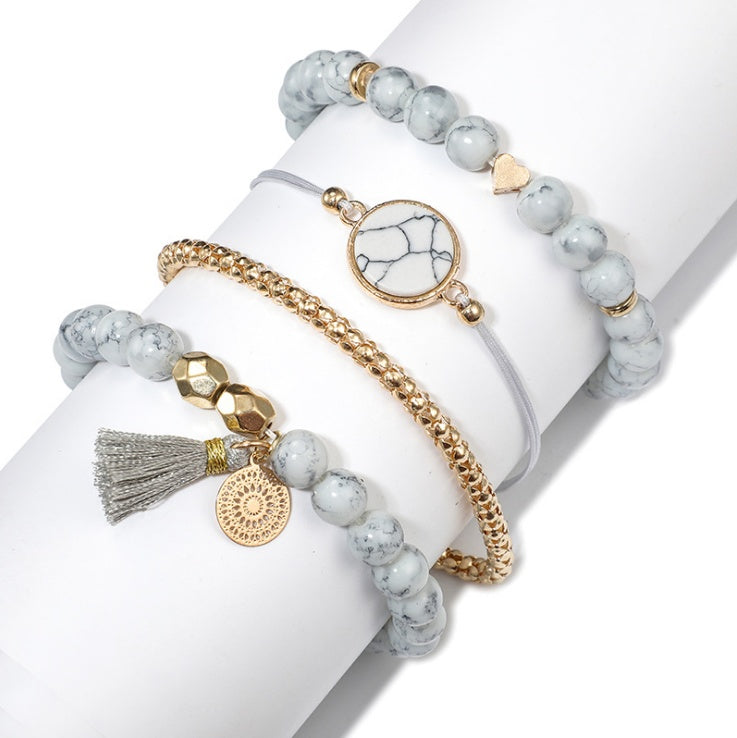 Creatieve Armband met Pijnsteen – Vierdelige Set