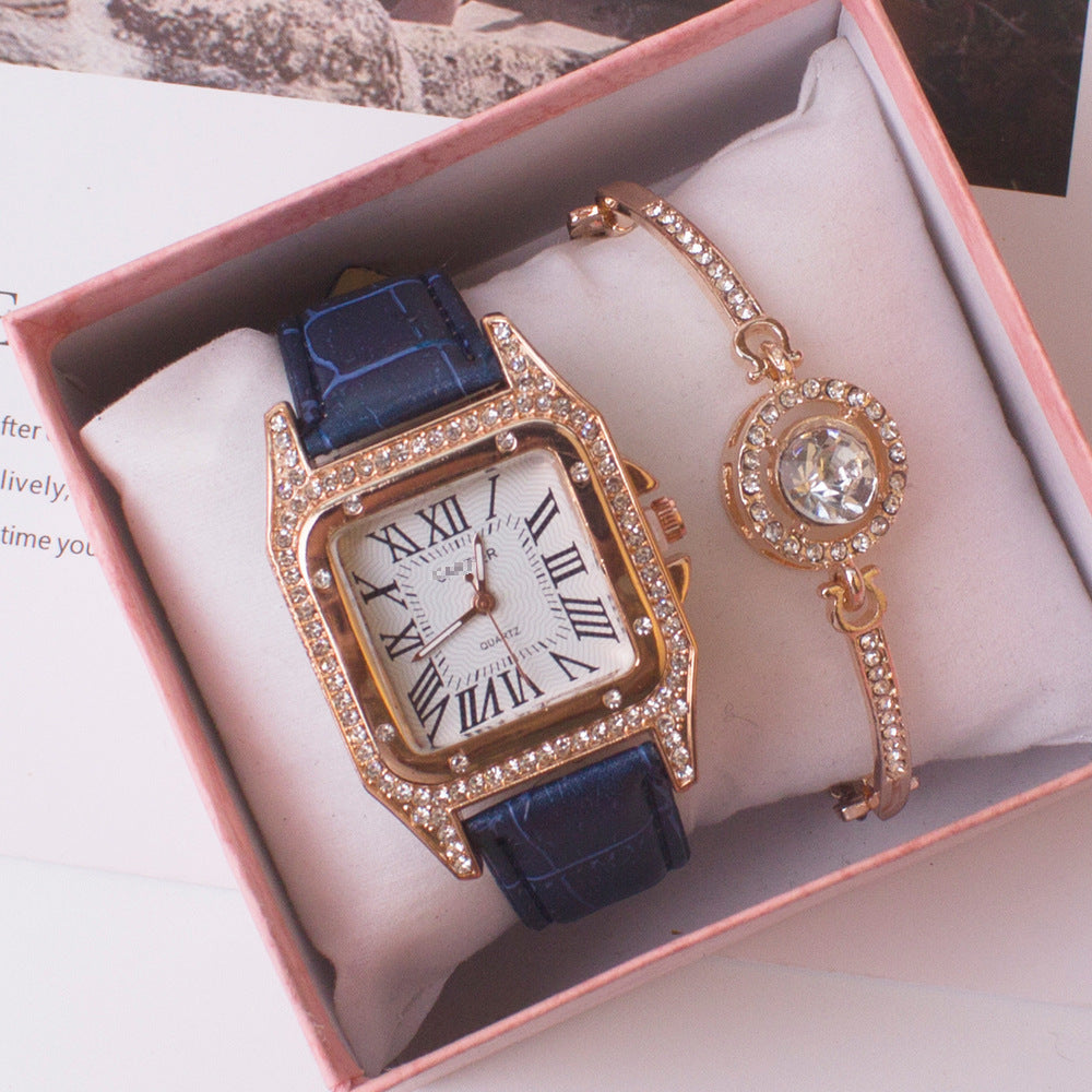 Damesset Horloge en Strass-steentjes armband