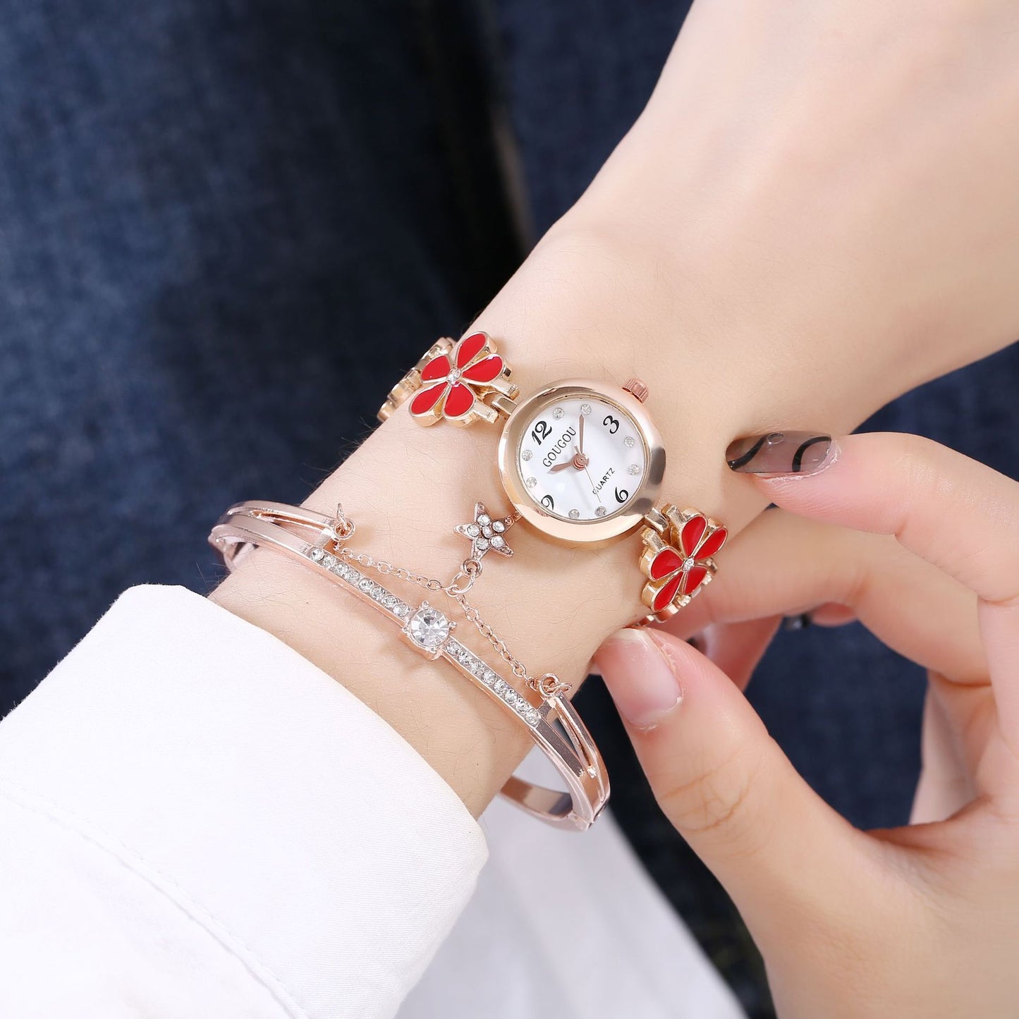 Armbandhorloge met Bloemen