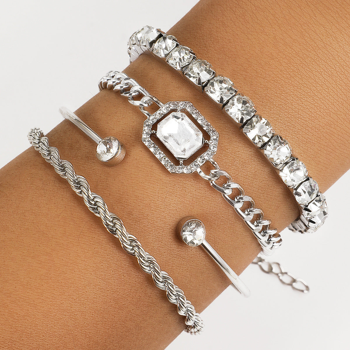 Mode Sieraden 4-delige Kristallen Armbandenset