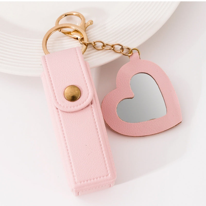 Trendy Sleutelhanger met Spiegel & Lippenstiftvakje