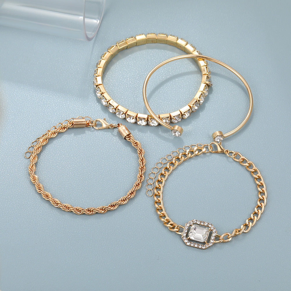 Mode Sieraden 4-delige Kristallen Armbandenset