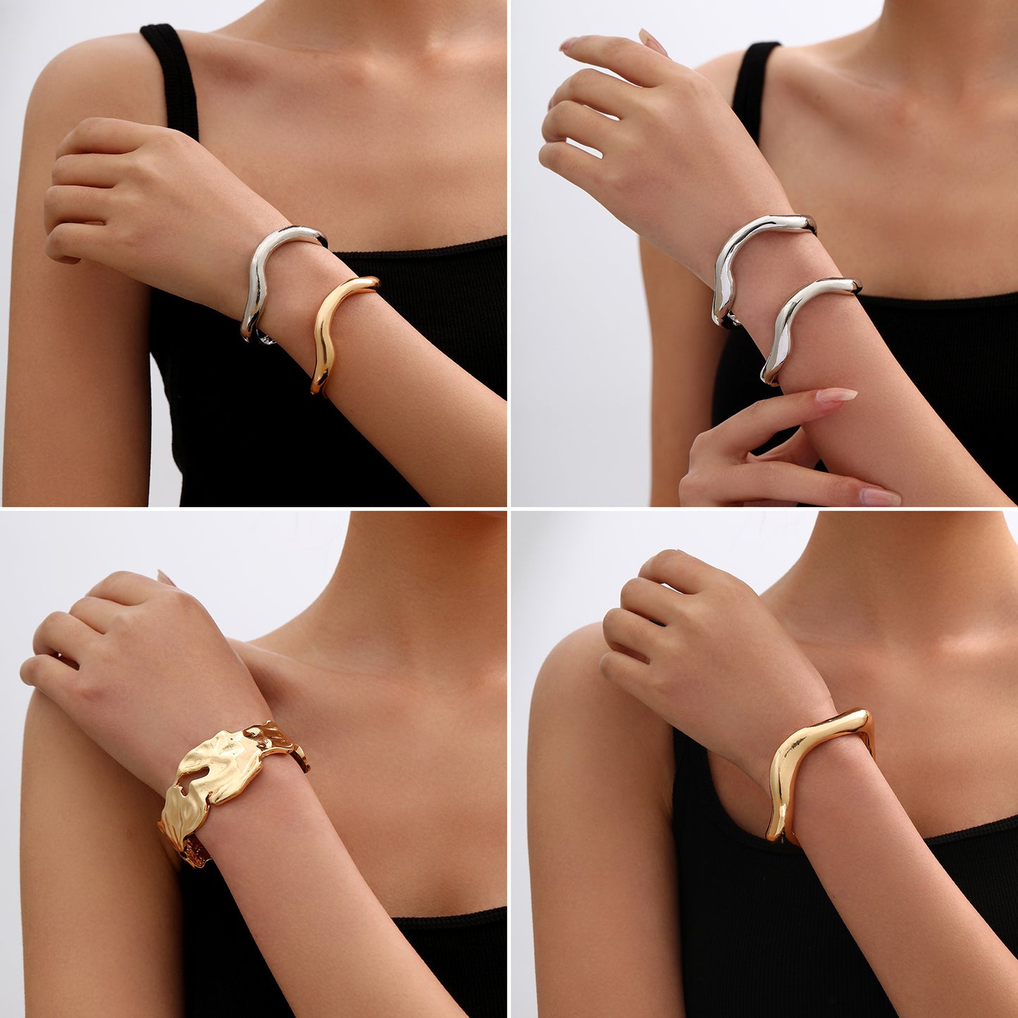Unieke metalen lava-look armband