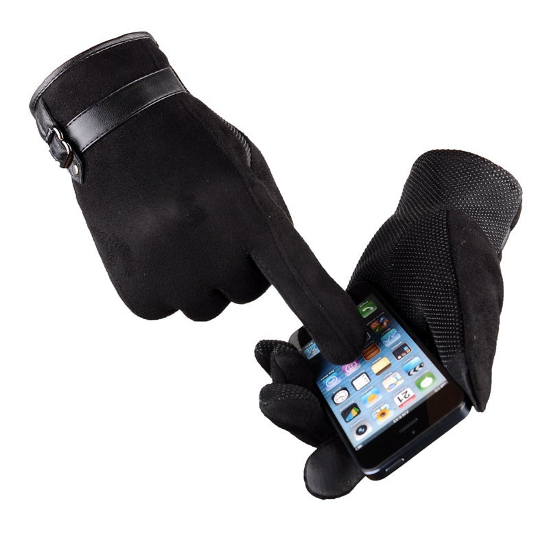 Warme suède handschoenen met touchscreenfunctie