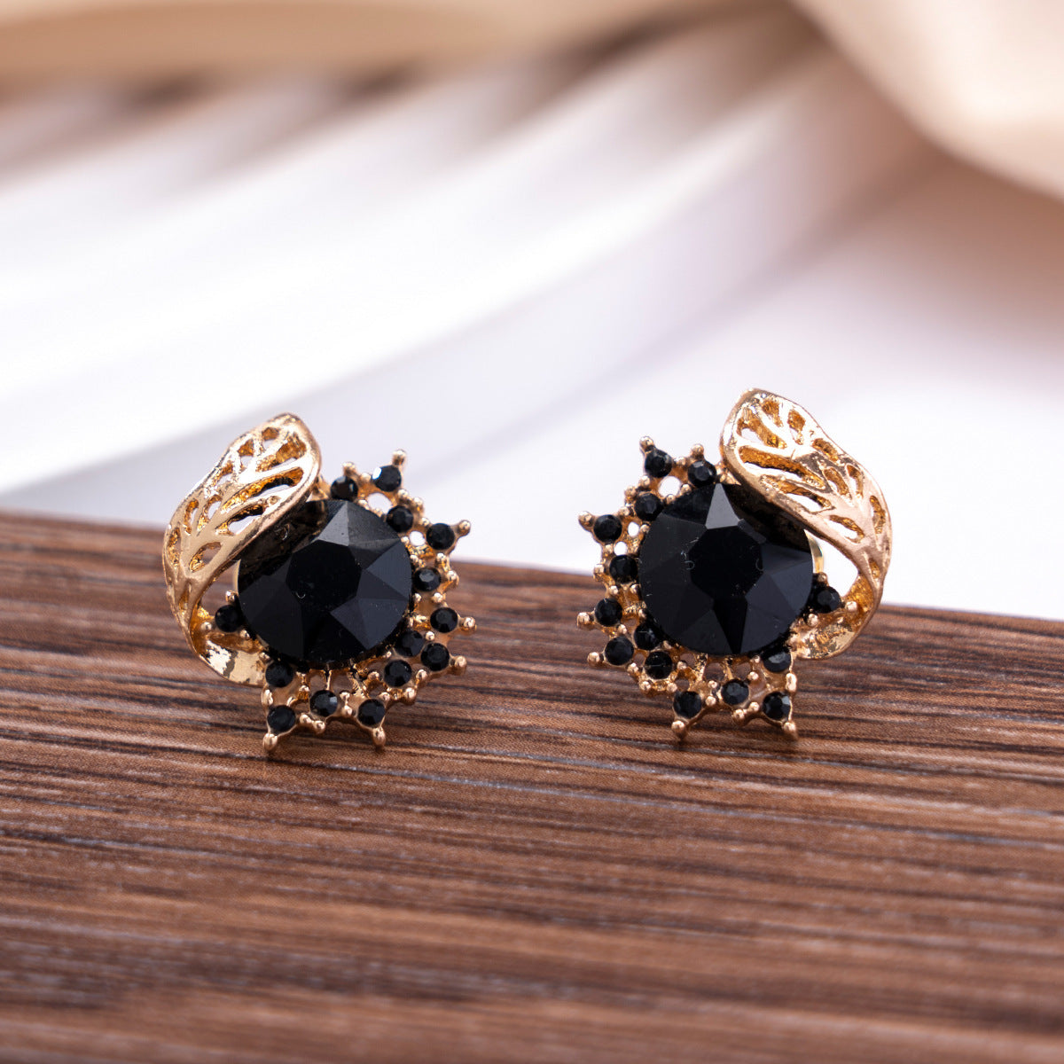 Zwarte Elegante Luxe Oorbellen