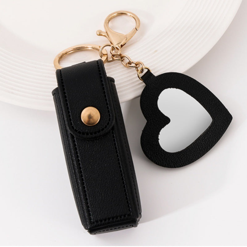 Trendy Sleutelhanger met Spiegel & Lippenstiftvakje