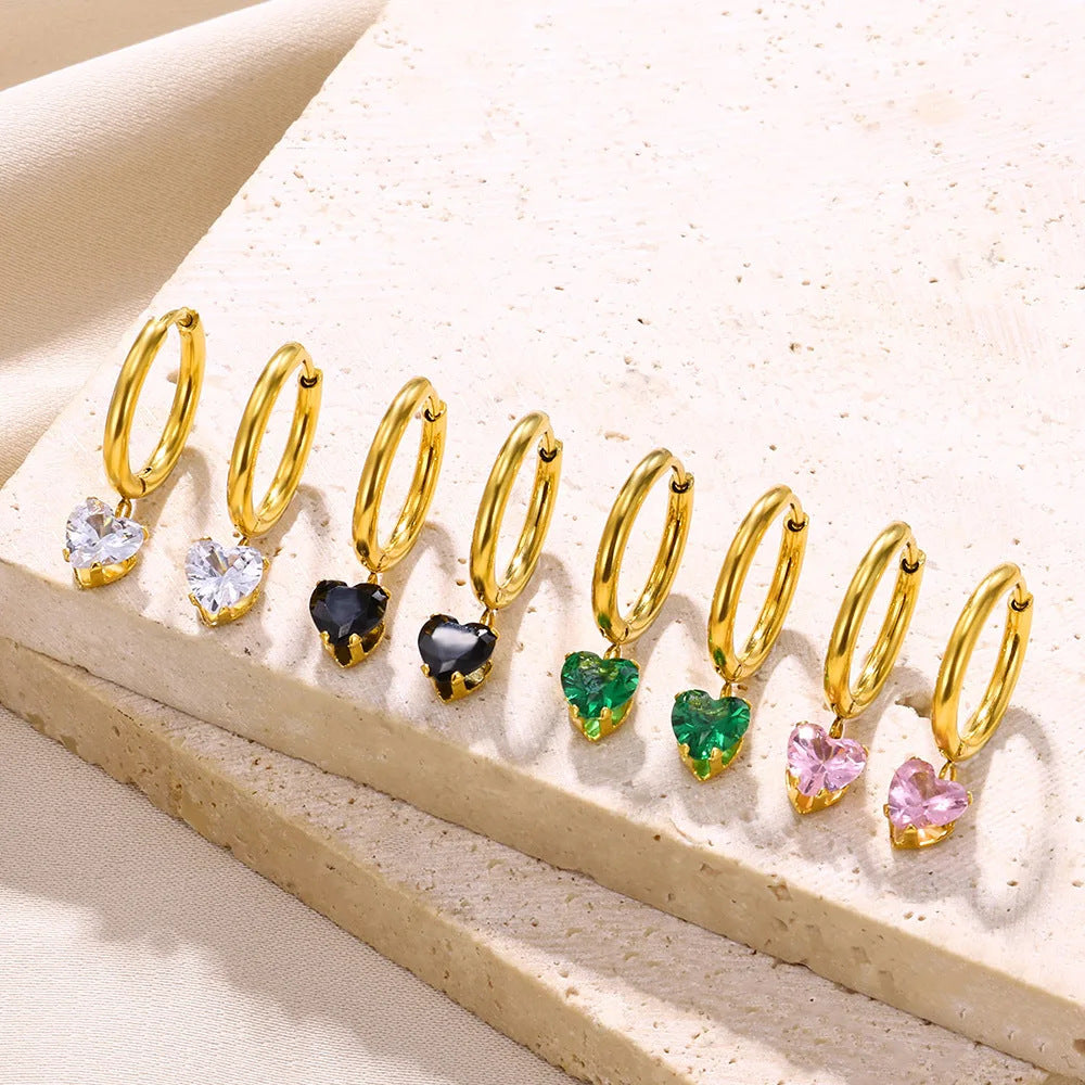 Diamanten Vlinder & Hart Hanger Oorbellen