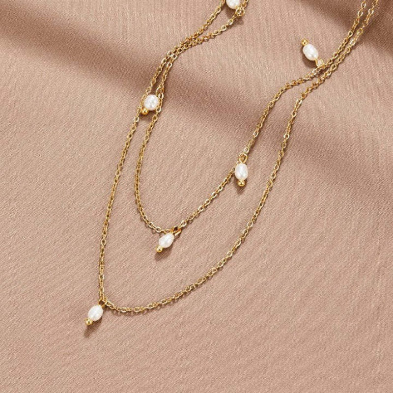 Goud Natuurlijke Parel Twin Ketting