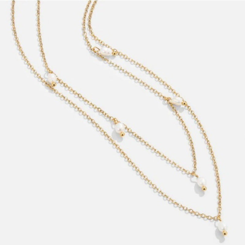 Goud Natuurlijke Parel Twin Ketting