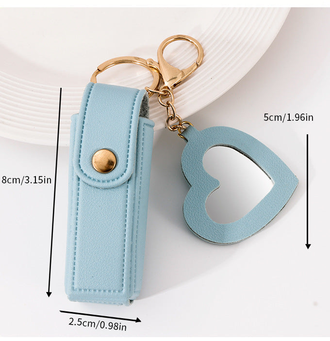 Trendy Sleutelhanger met Spiegel & Lippenstiftvakje