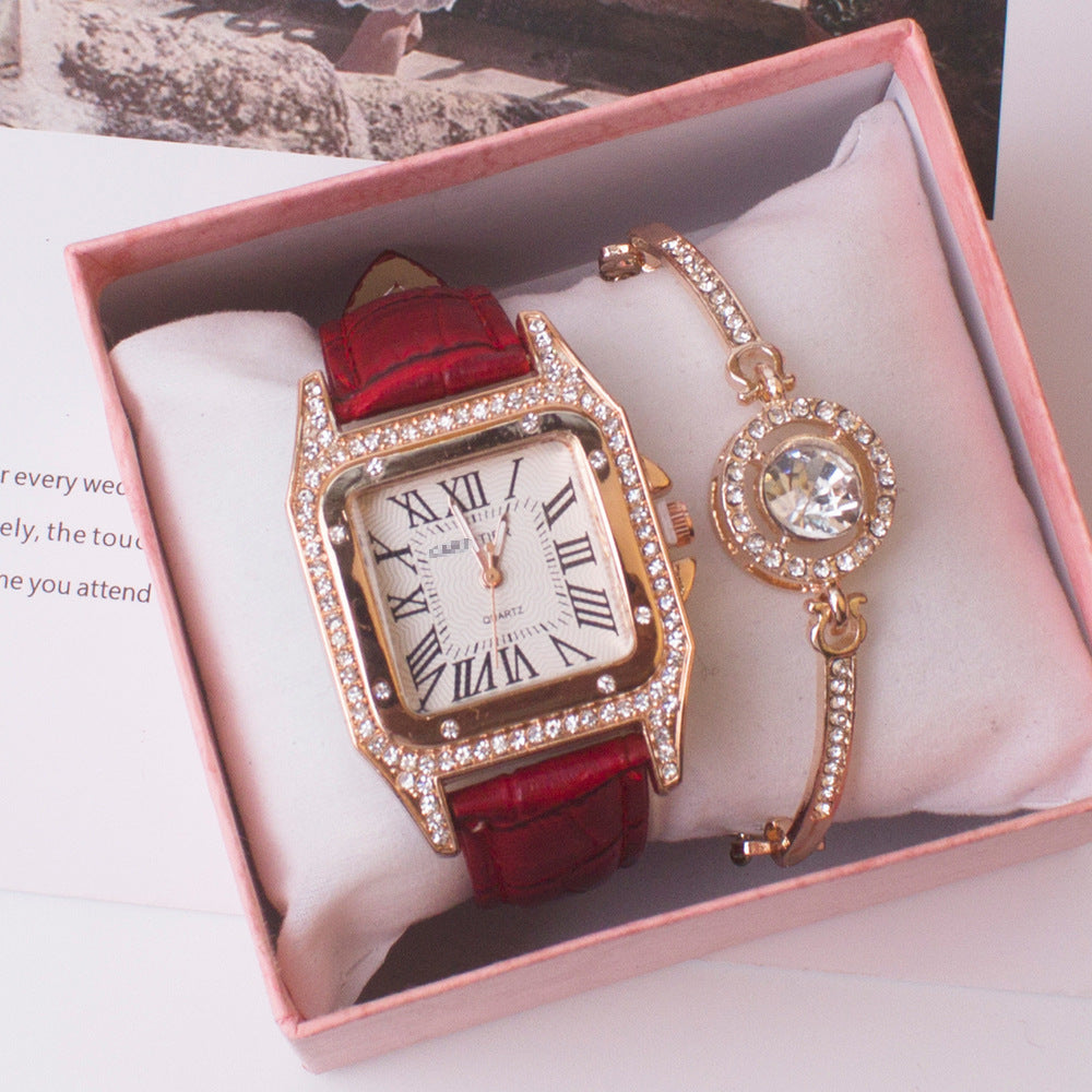 Damesset Horloge en Strass-steentjes armband