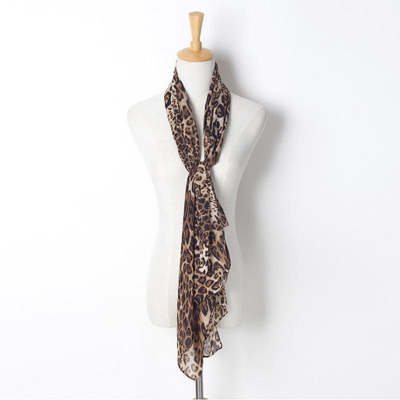 Herfst/Winter Chiffon Sjaal met Luipaardprint