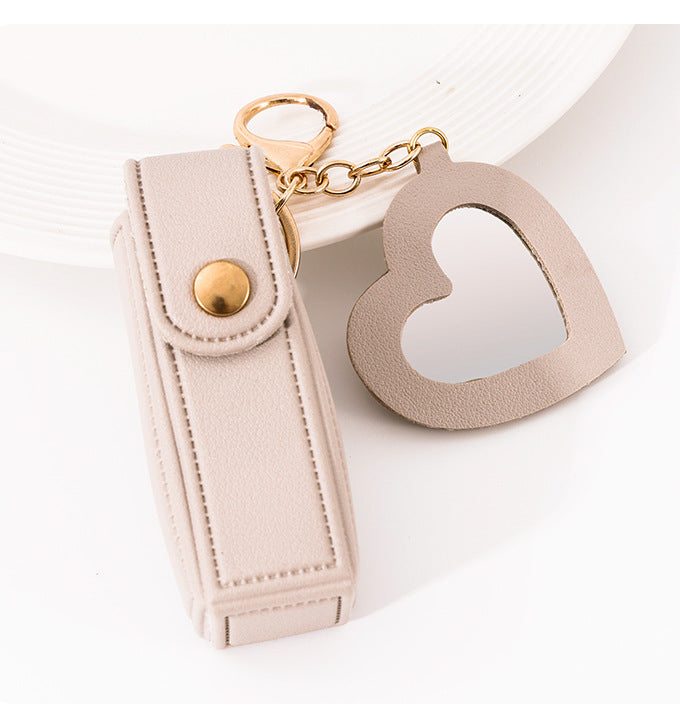 Trendy Sleutelhanger met Spiegel & Lippenstiftvakje