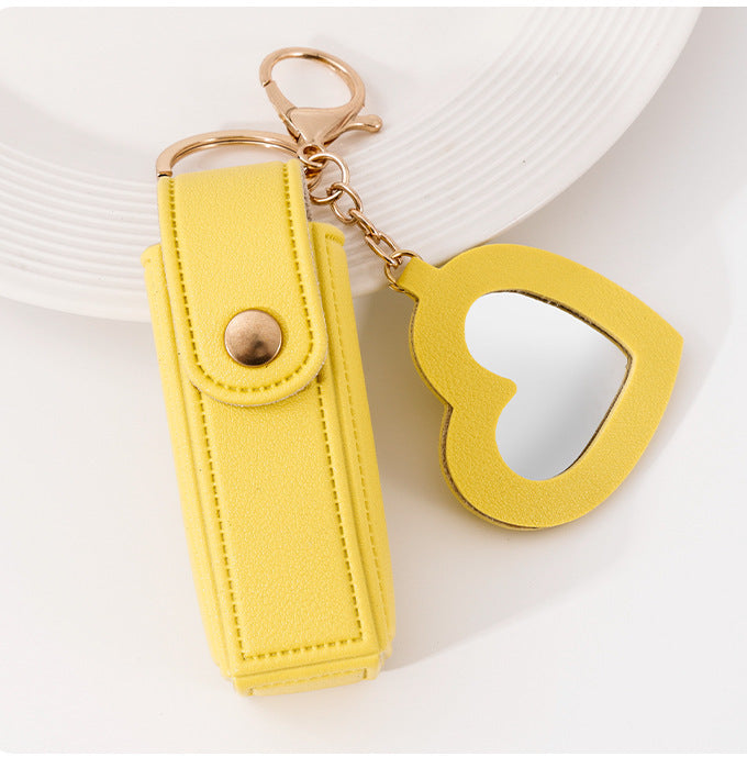 Trendy Sleutelhanger met Spiegel & Lippenstiftvakje