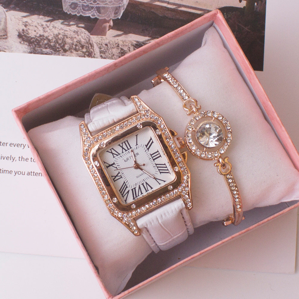 Damesset Horloge en Strass-steentjes armband