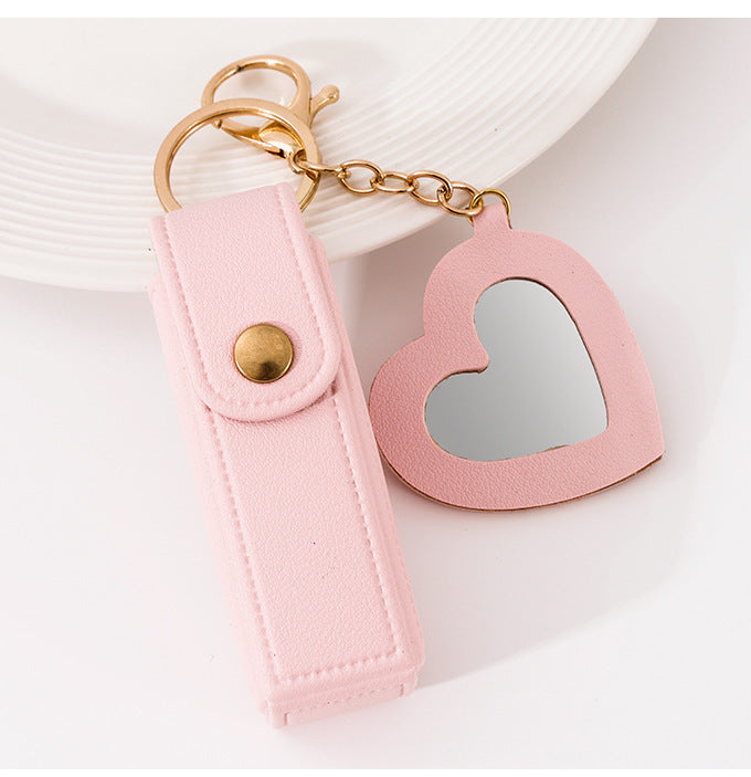 Trendy Sleutelhanger met Spiegel & Lippenstiftvakje