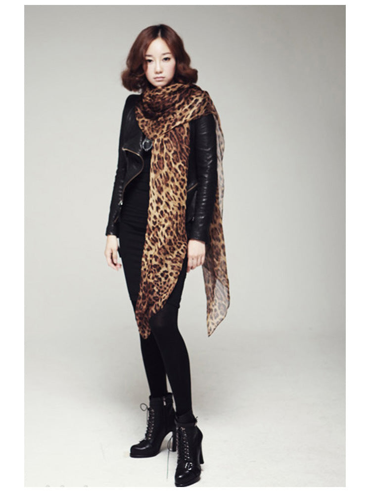 Herfst/Winter Chiffon Sjaal met Luipaardprint