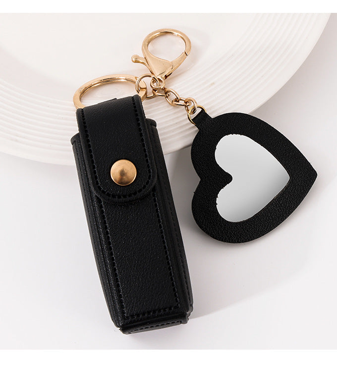 Trendy Sleutelhanger met Spiegel & Lippenstiftvakje