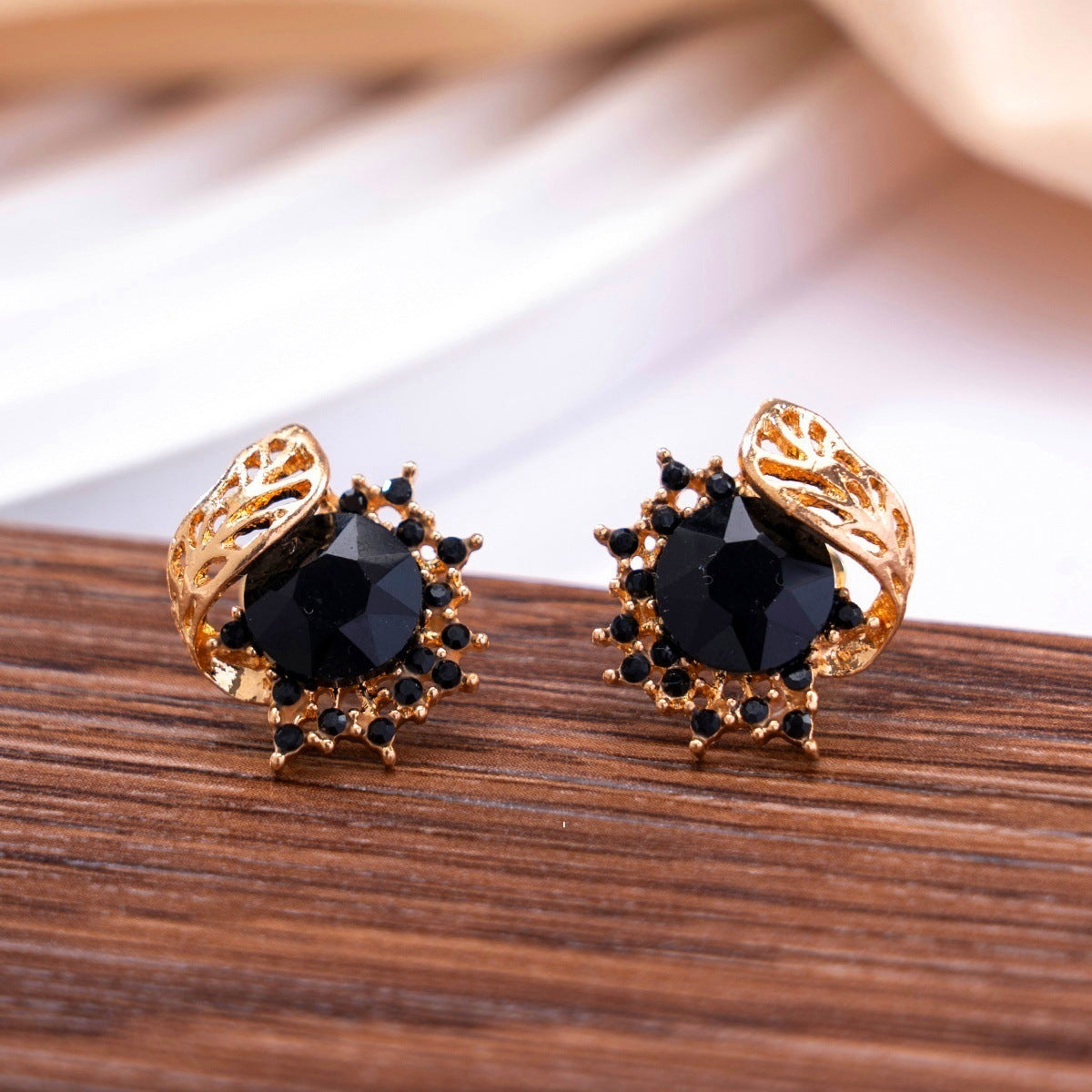 Zwarte Elegante Luxe Oorbellen