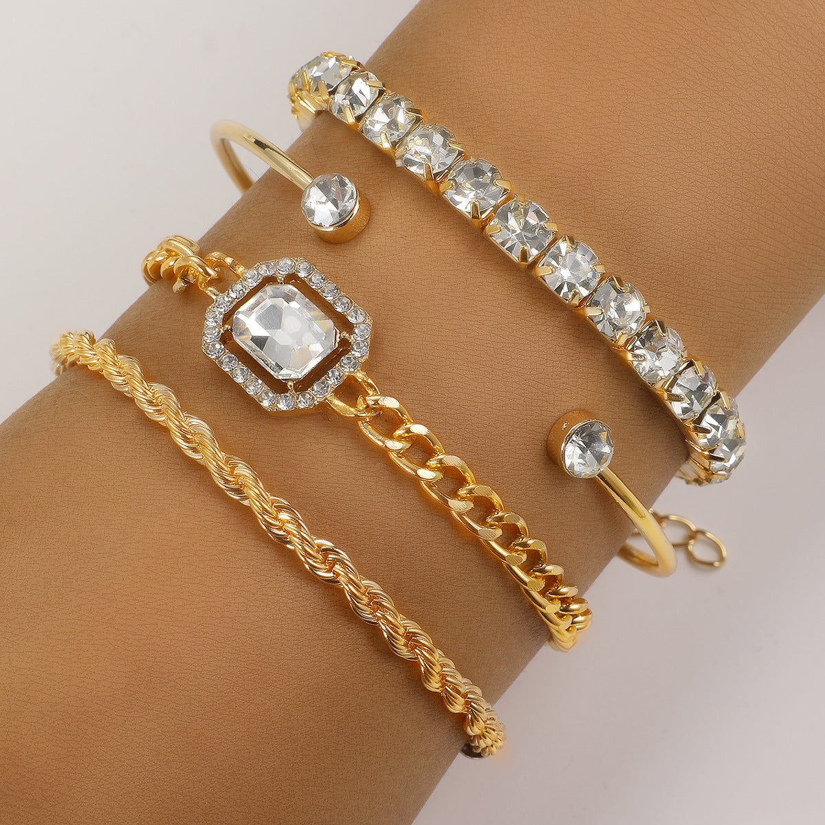 Mode Sieraden 4-delige Kristallen Armbandenset