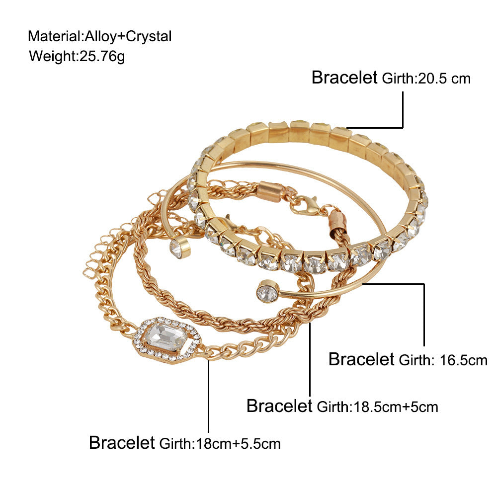 Mode Sieraden 4-delige Kristallen Armbandenset