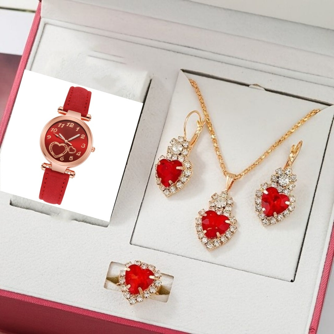 Dames horloge en sieradenset in retro stijl