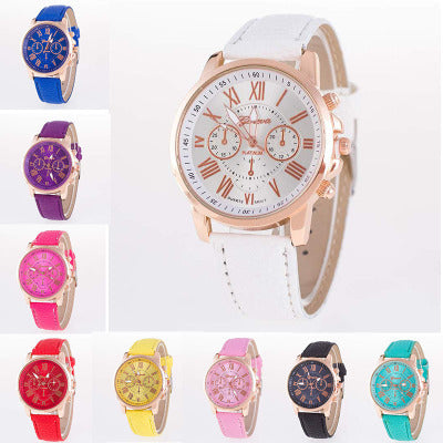 Horloges met leren band en trendy quartz uurwerk