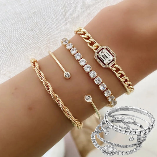 Mode Sieraden 4-delige Kristallen Armbandenset