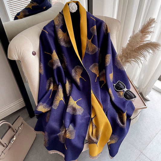 Warme wintershawl met kasjmir look