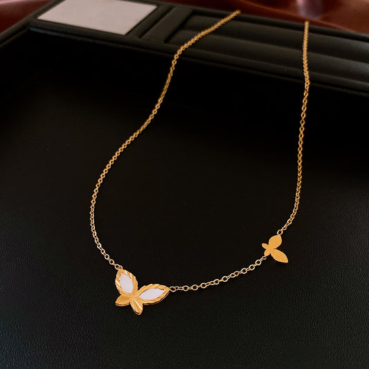Fashion Butterfly Pendant Stainless Steel Necklace