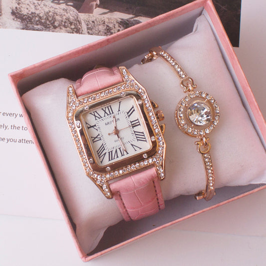 Damesset Horloge en Strass-steentjes armband